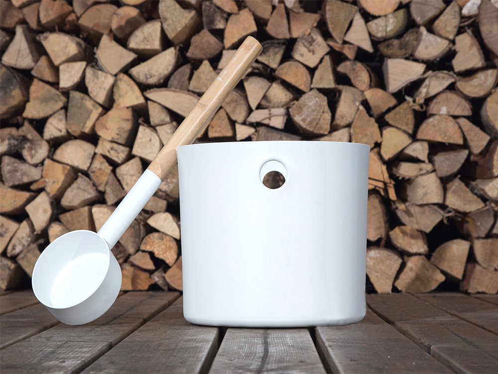 Sauna spann og sleiv - hvít